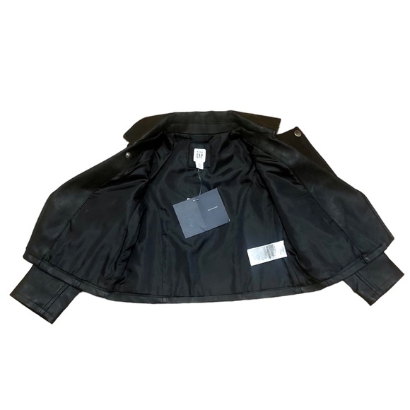 Gap faux leather black moto jacket, 3T - Picture 4 of 7